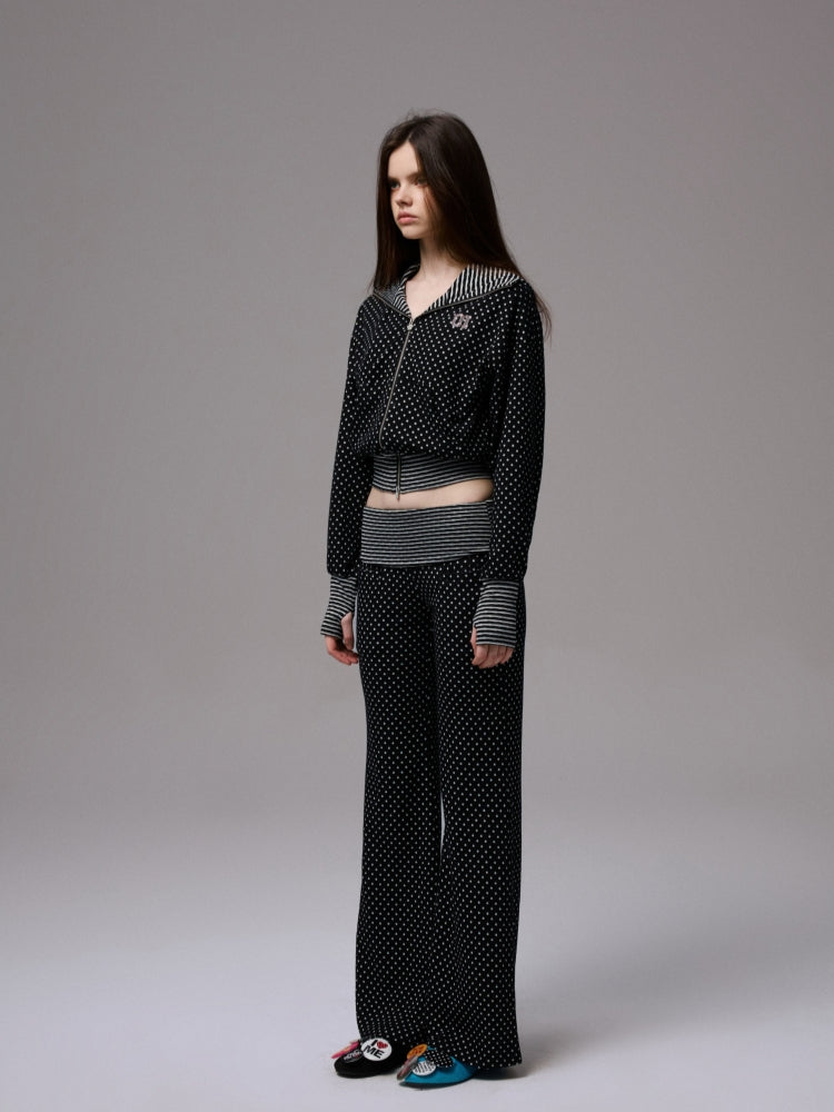 Double-Slider Small Polka Dot Devil Horn Hoodie