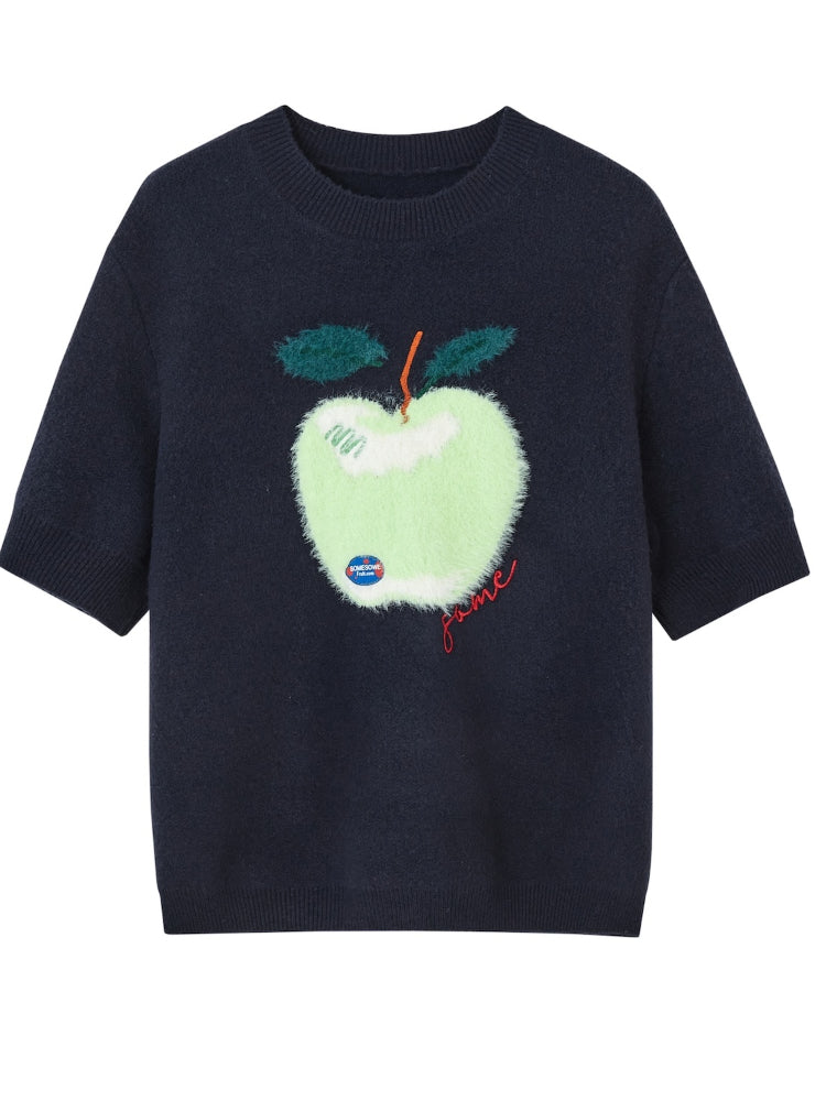 Fun Apple Short Sleeve Sweater