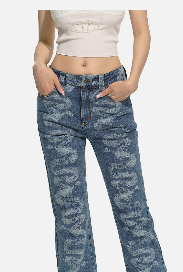 Blue Low-Waist Skinny Straight-Leg Jeans