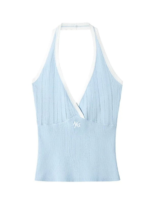 Pleated Halter Knit Tank