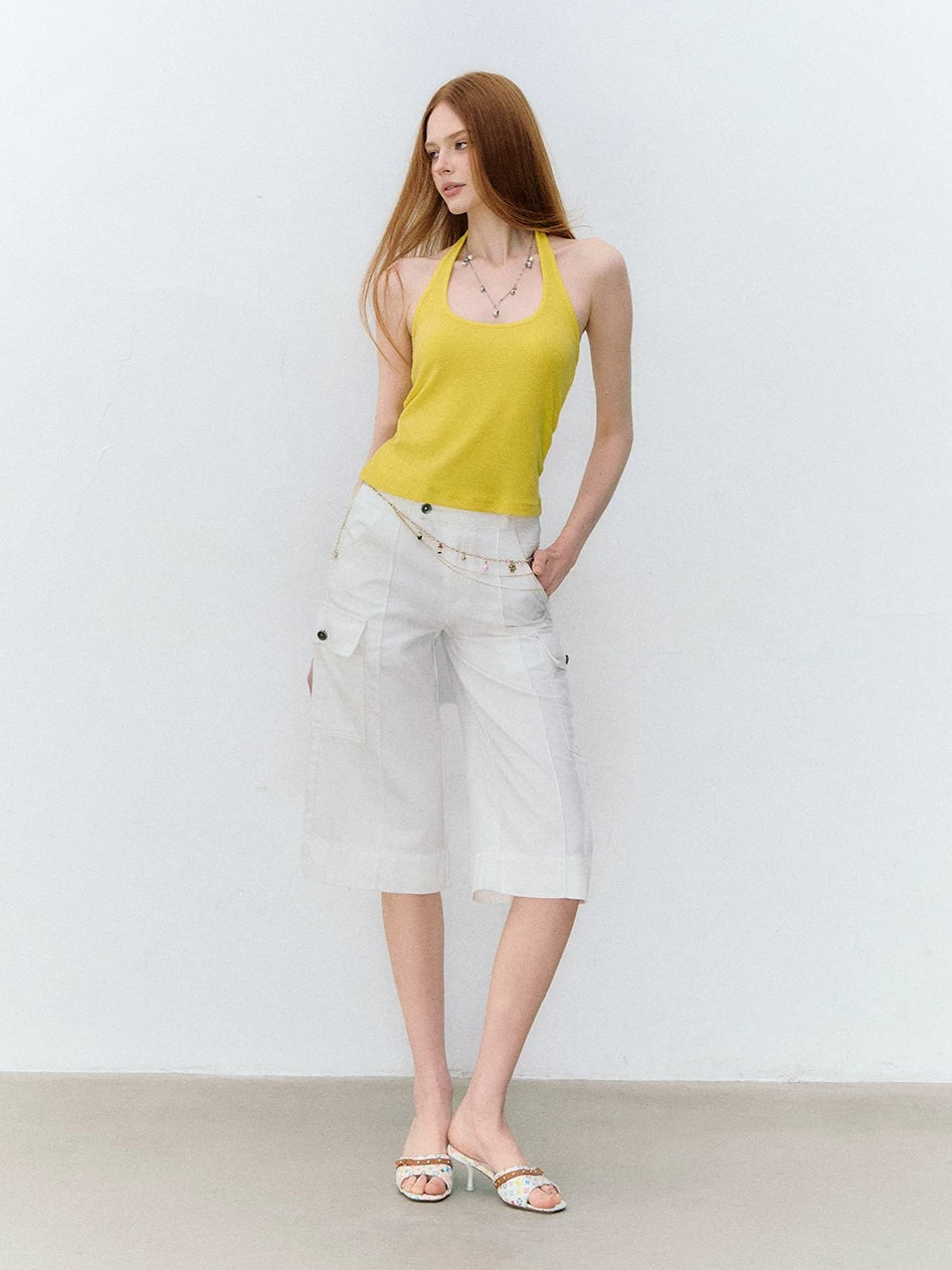 Relaxed Linen Cargo Shorts