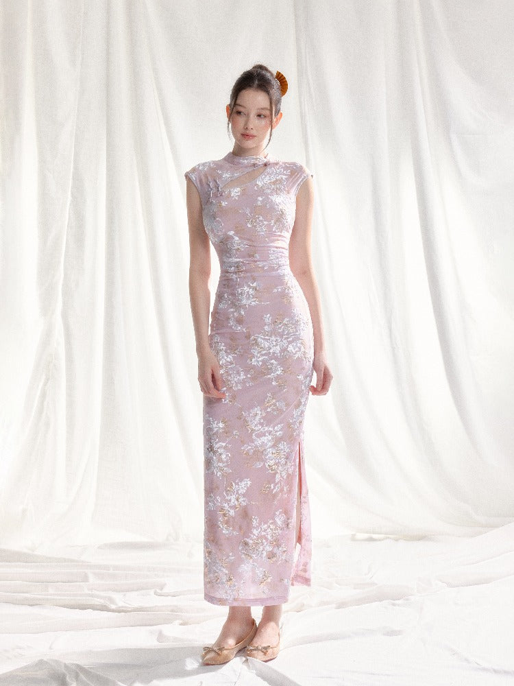Stretch Velvet Jacquard Qipao