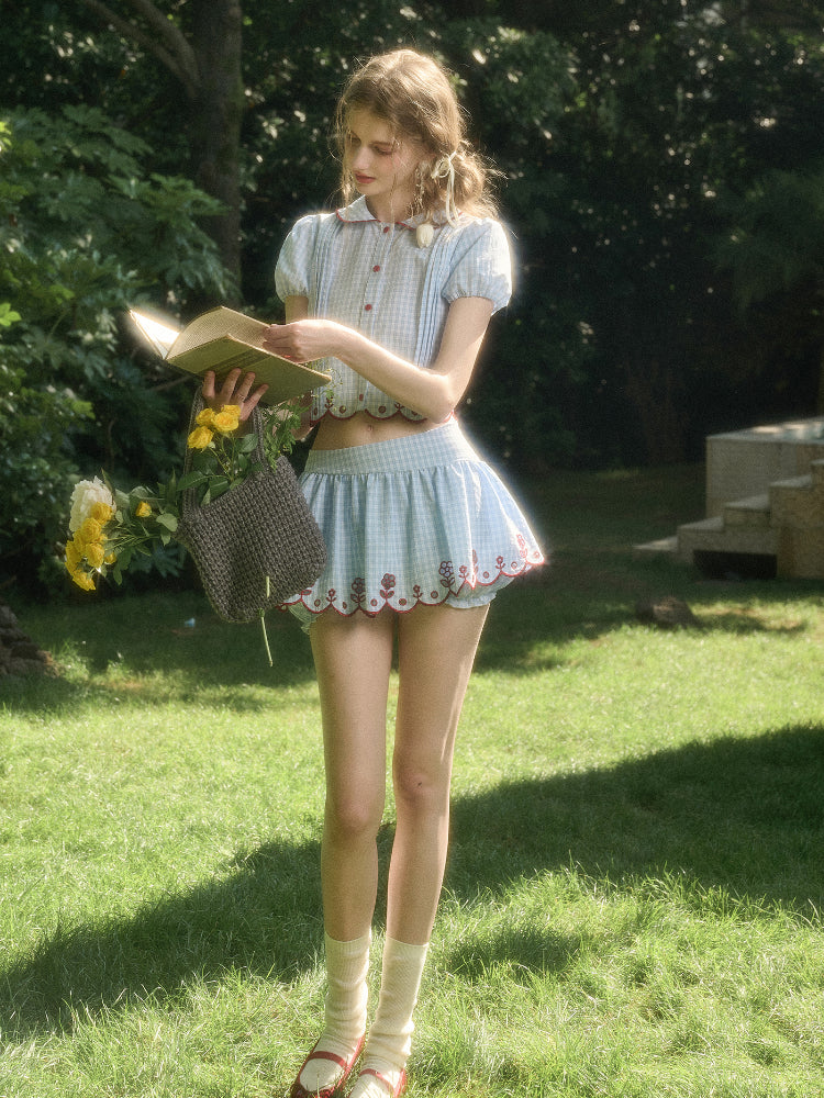 Lace Embroidered Airy Shirt & Skirt Set