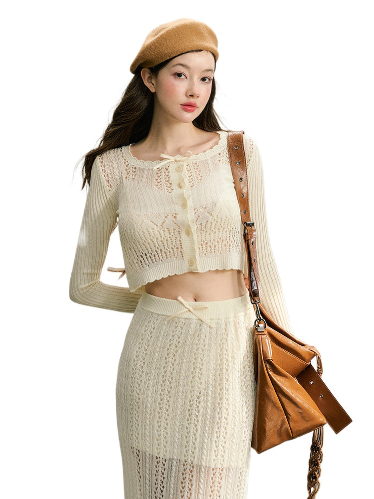 Beige Knitted Lightweight Cardigan