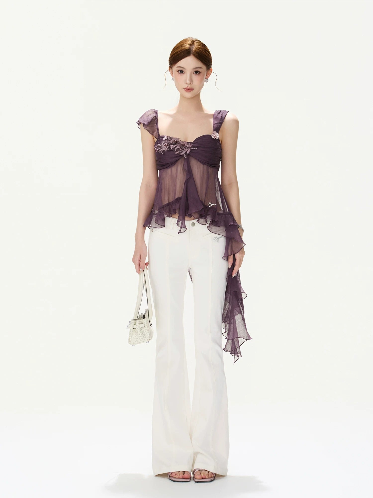 Floral Appliqué Chiffon Cami