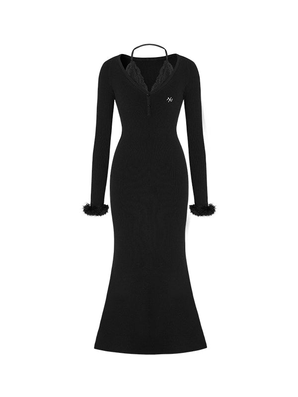 White & Black Mermaid Classic Dress