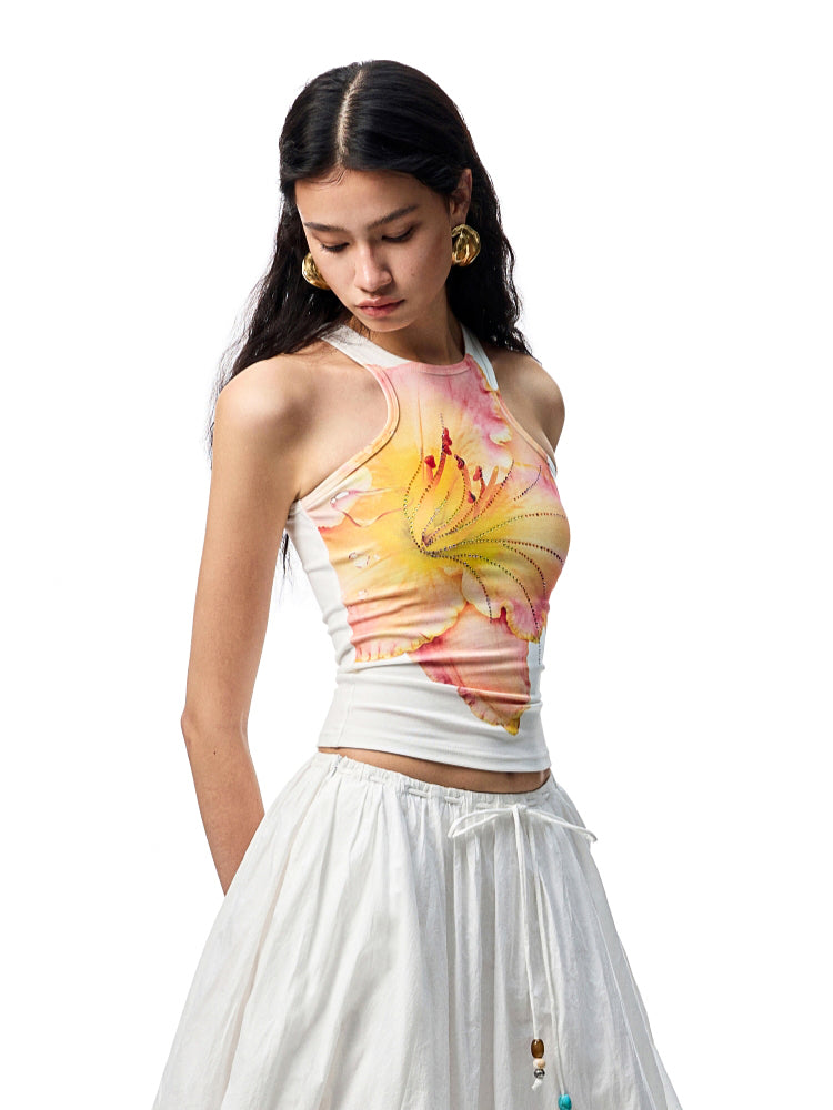 Striped Beaded A-line Skirt