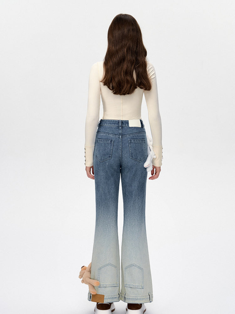 Blue & Black Gradient Flared Jeans