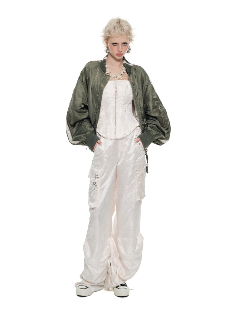 White & Black Jacquard Corset