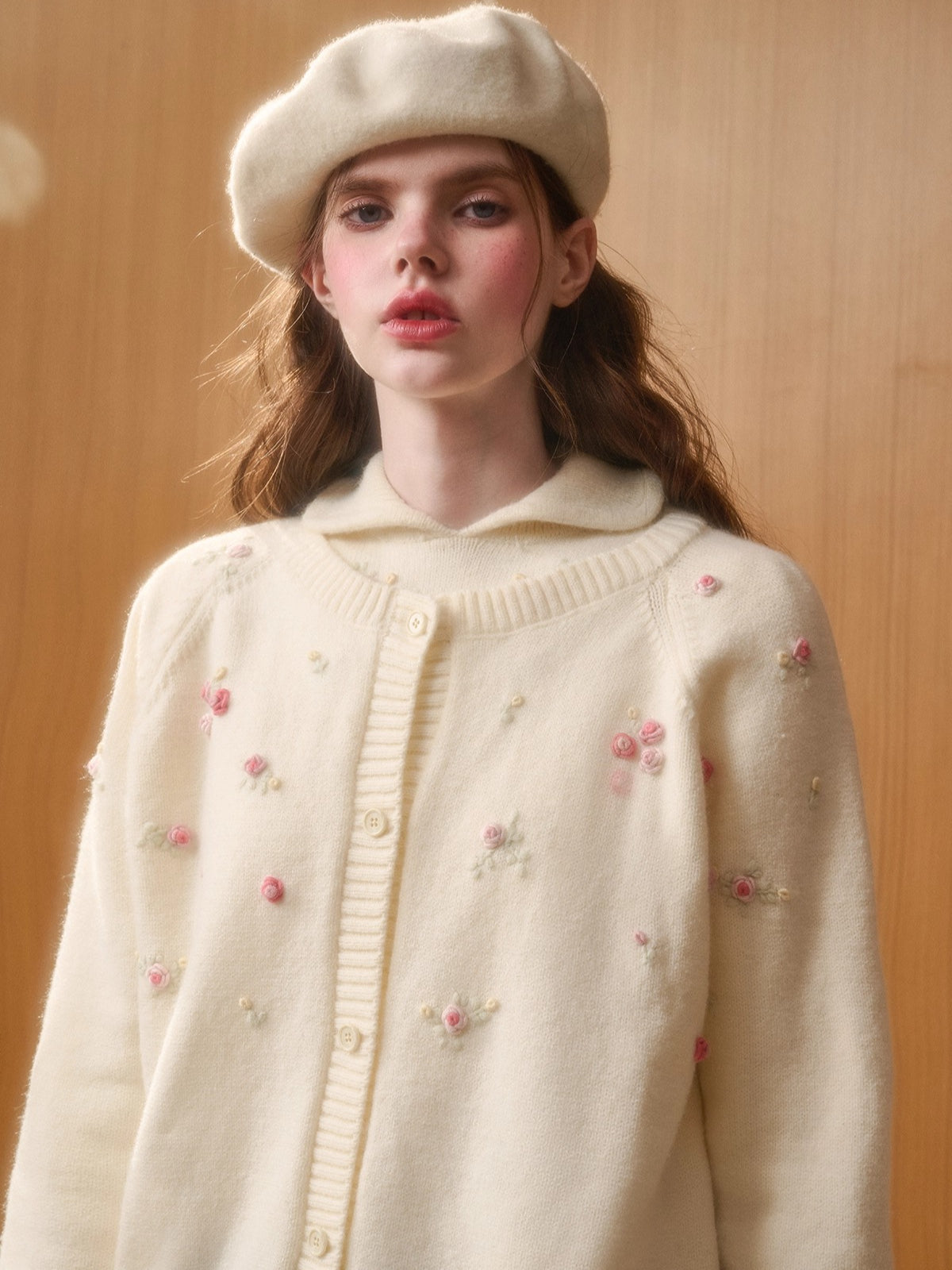 Hand-Embroidered Floral Cardigan