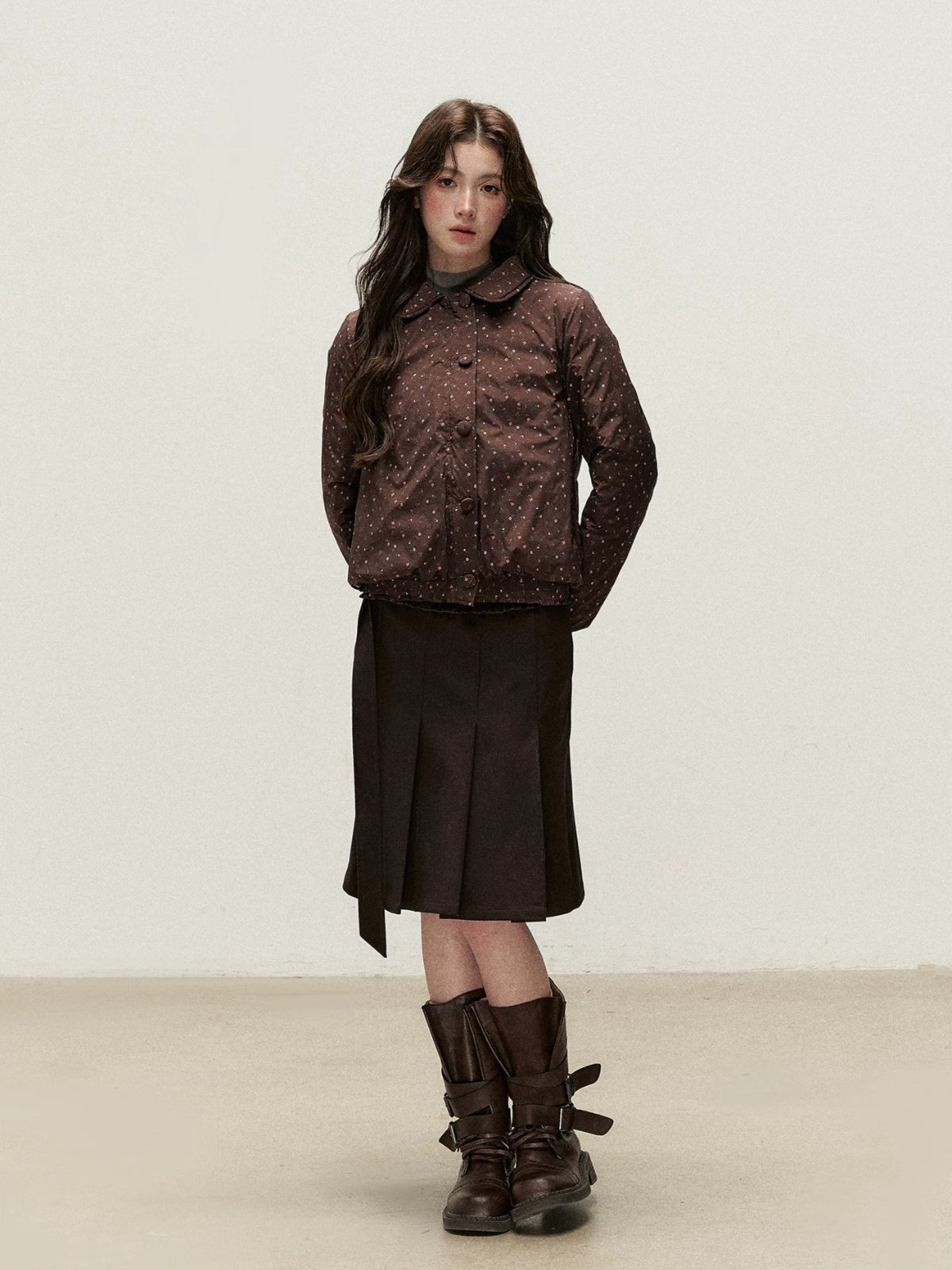Reversible Floral Peter Pan Collar Down Jacket