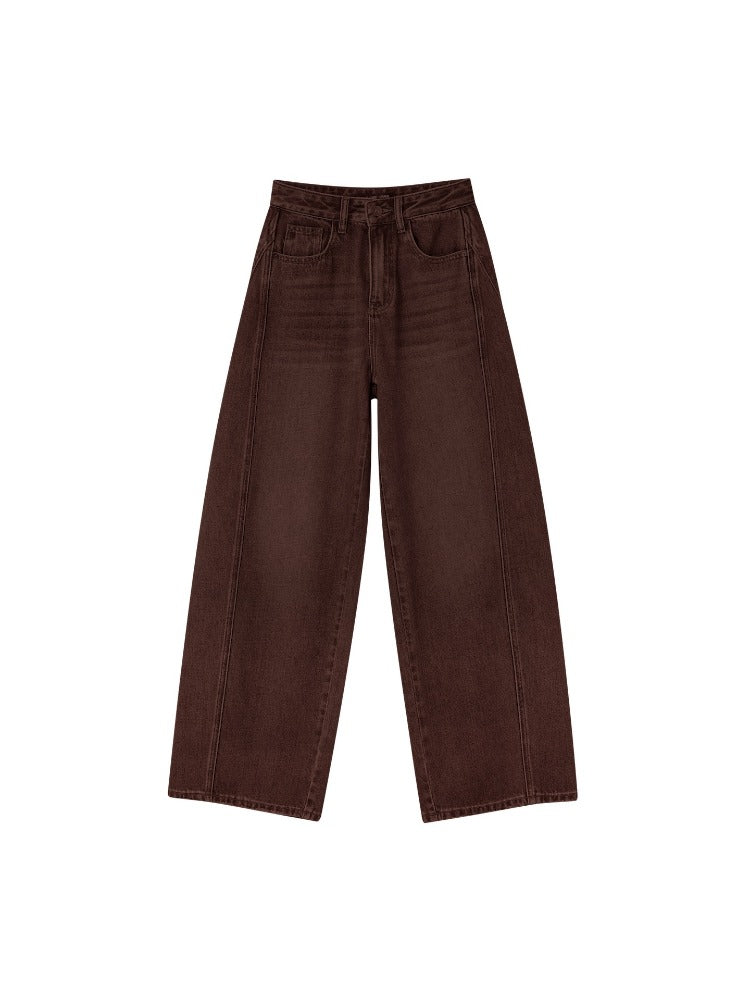 Curved Seam Wide-Leg Jeans