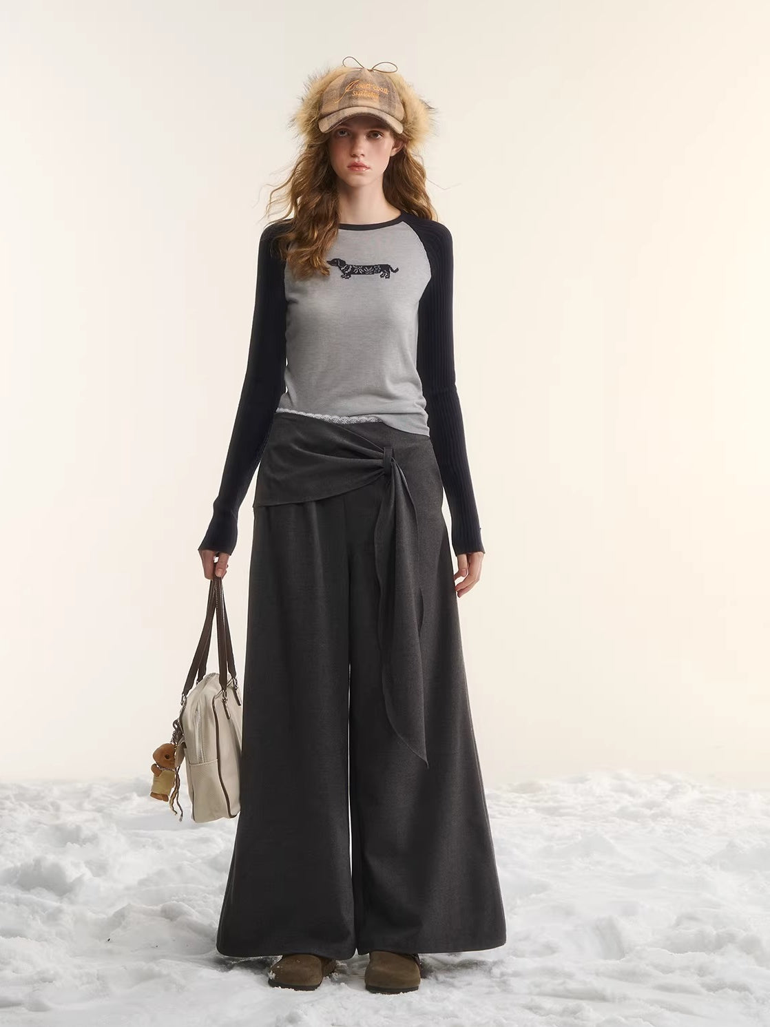 Layered Relaxed Wide Pants