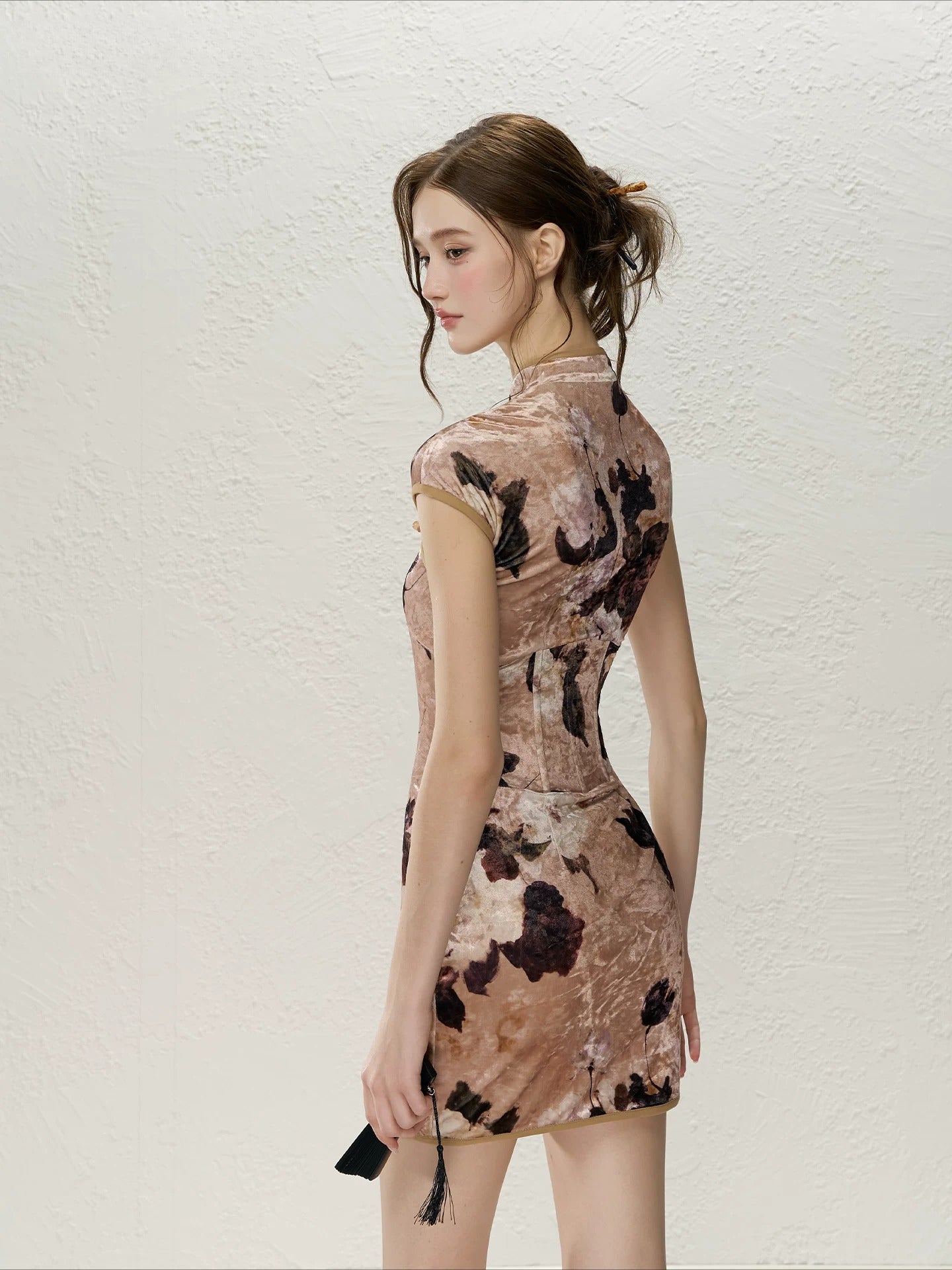 Velvet Blossom Qipao Dress