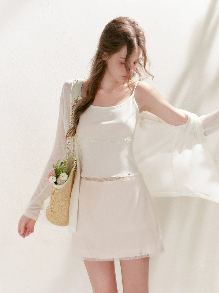 Lace Trim A-Line Skirt