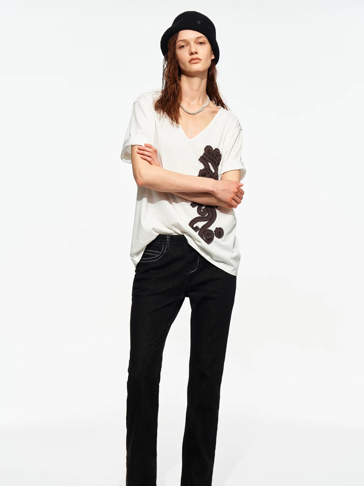 Rosette V-Neck Tee