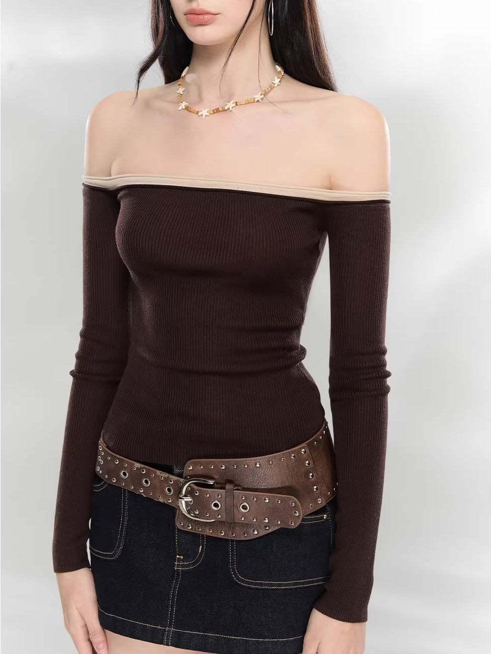 Off-Shoulder Knit Top