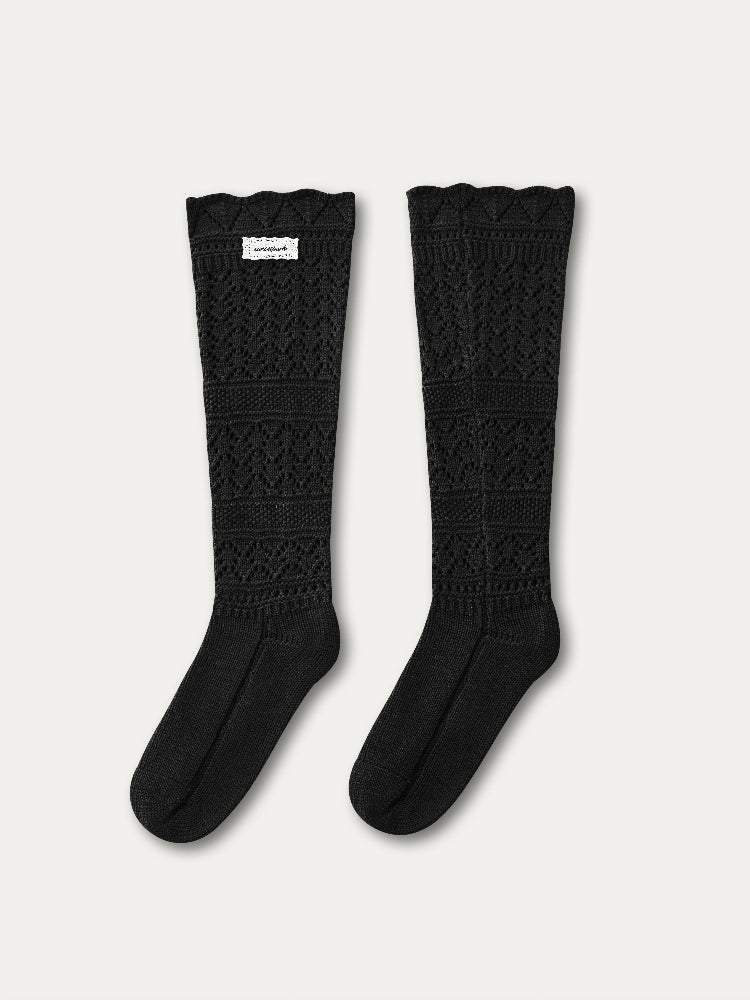 Wool Blend Crochet Mid-Calf Socks