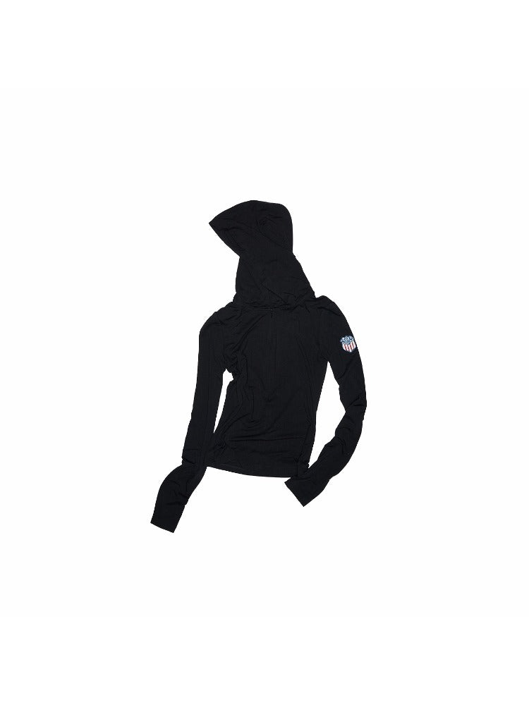 Hooded Zip Slim Long-Sleeve T-shirt