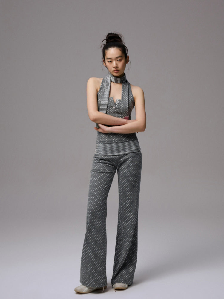 Polka Dot Stripe Double-Sided Tank Top & Pants Set