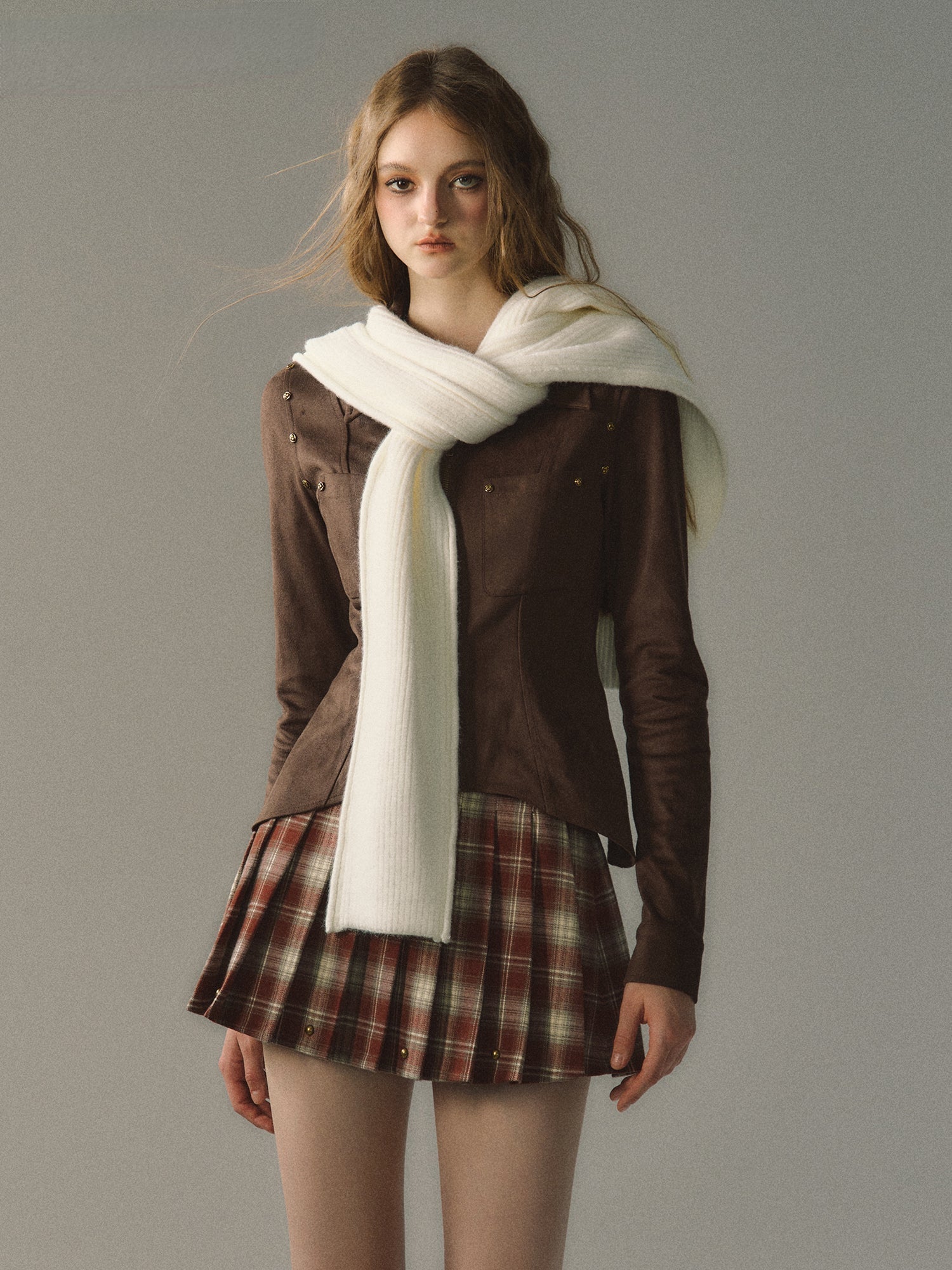 Coffee Metal Zipper Shirt