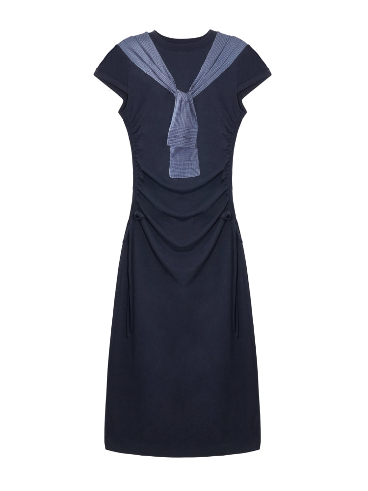Printed Side Gathered Tie Dress