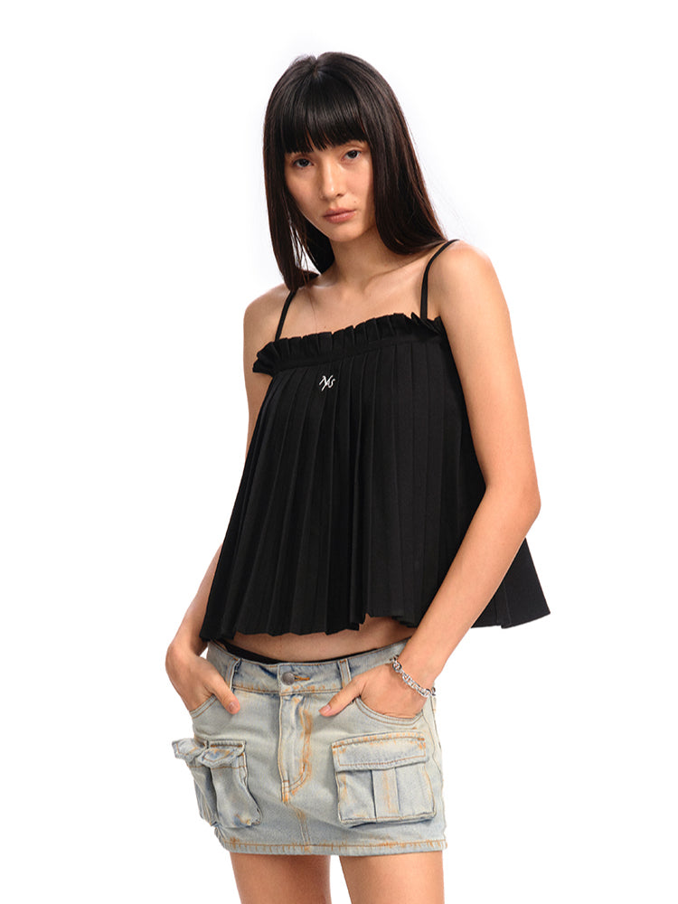 Accordion Pleated A-Line Loose Vest Sling