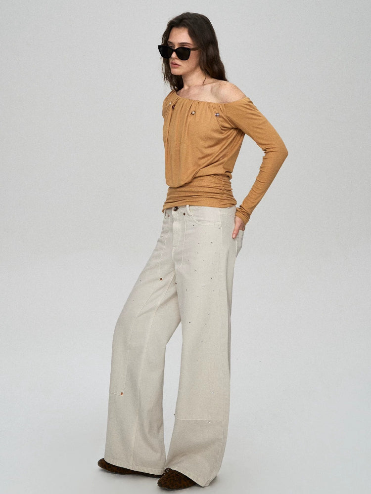 Lyocell Ruched Pearl Tee