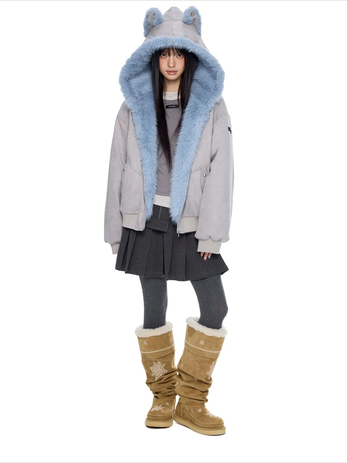 Faux Suede Cat Ear Jacket
