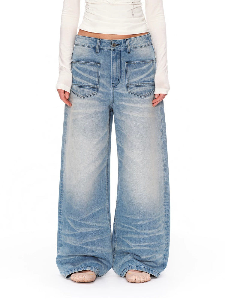 Washed Cat Whisker Jeans