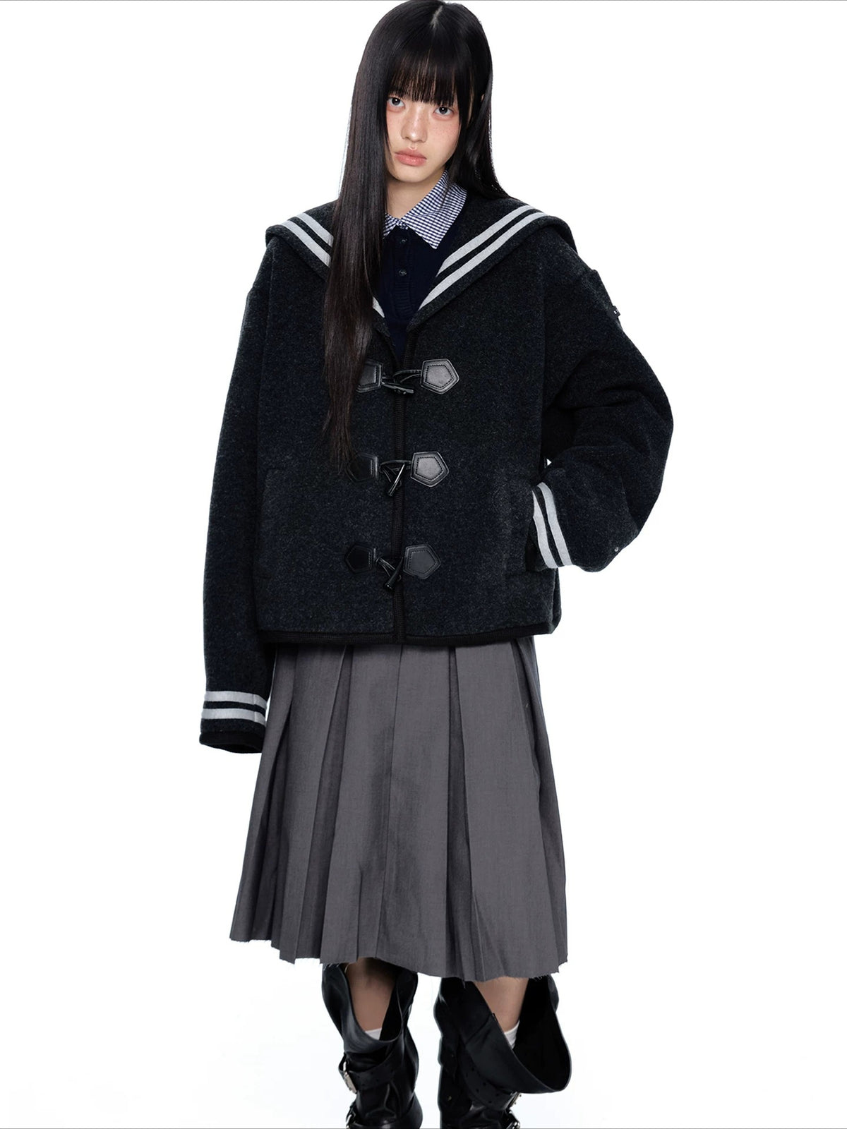 Navy Collar Toggle Jacket