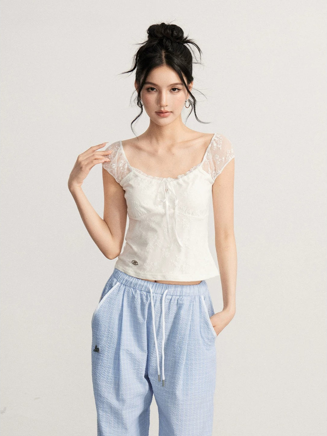 Lace Splice Slim Top