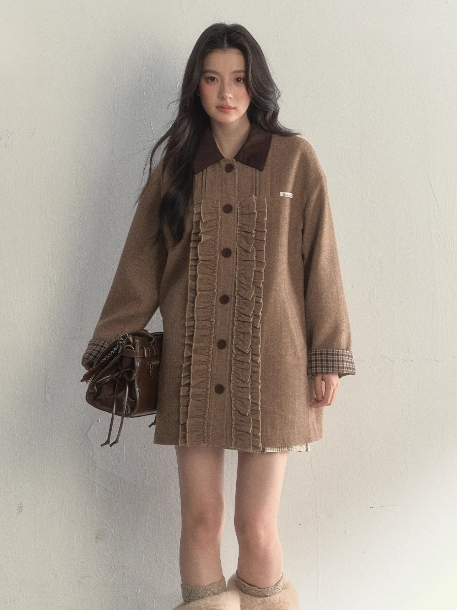 Houndstooth Reversible Jacket Pleated Skirt Set