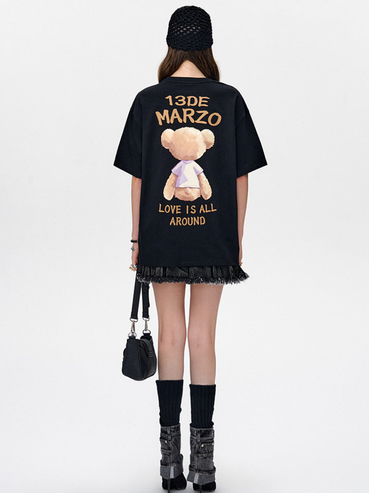 Oil-Painting Style Bear Cotton Short-Sleeve