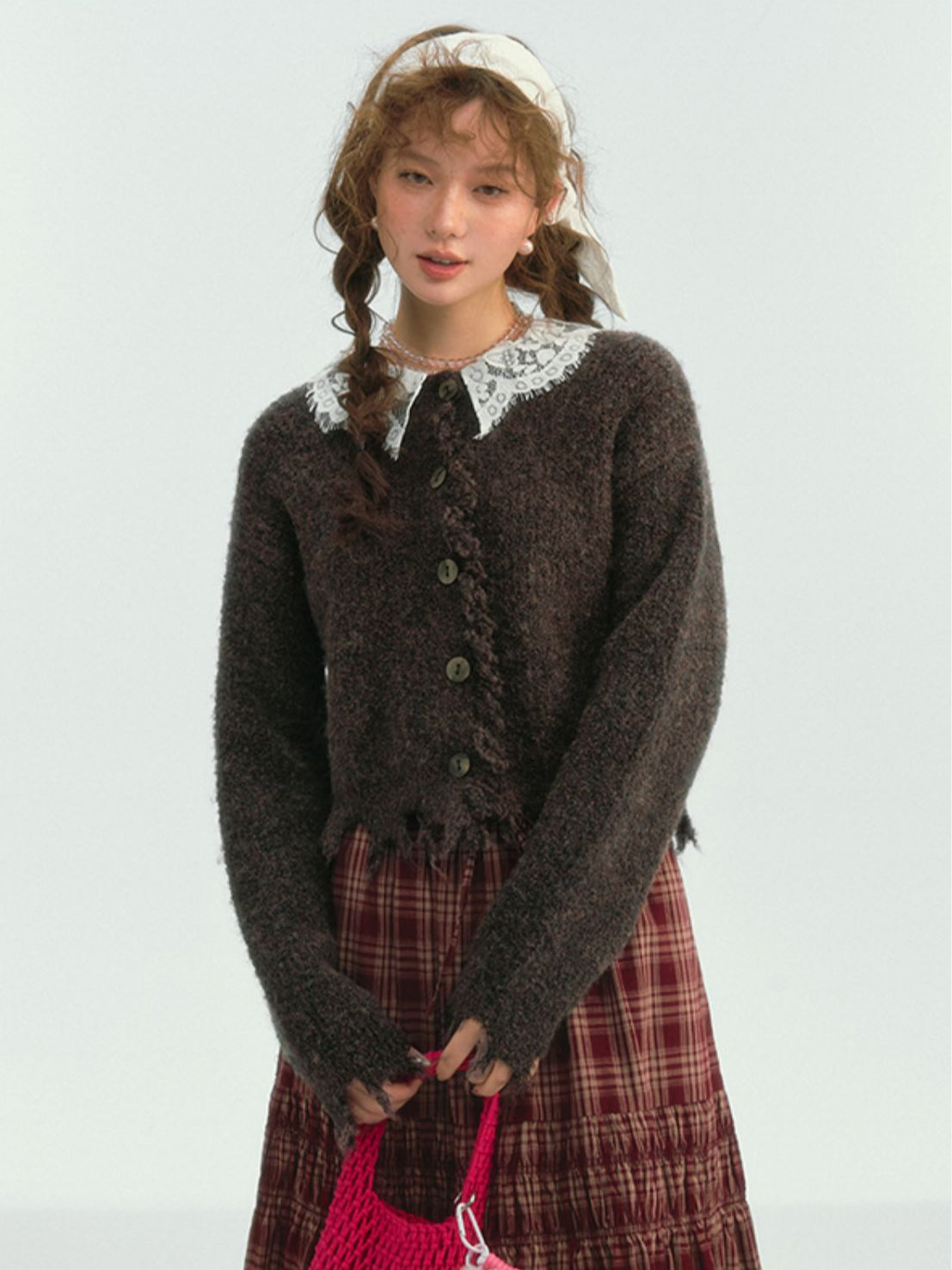 Lace Doll‑Collar Cardigan