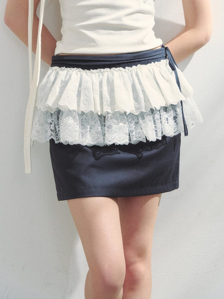 Mock Two-Piece Dark Grey Versatile Skirt