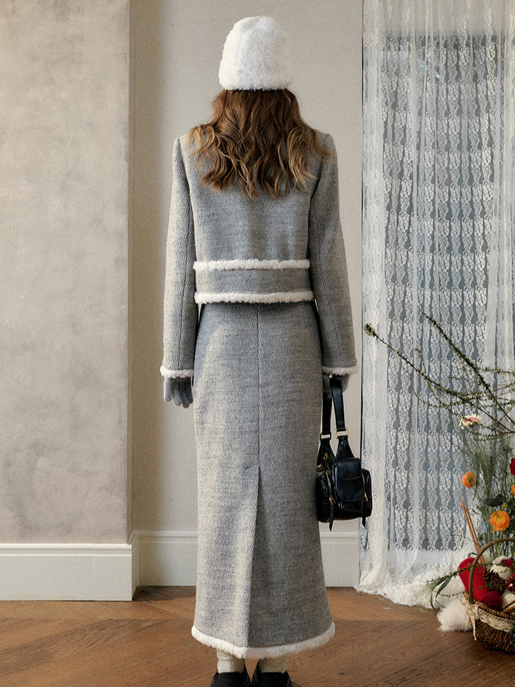 Galaxy Embroidered Wool Tweed Coat & Skirt Set