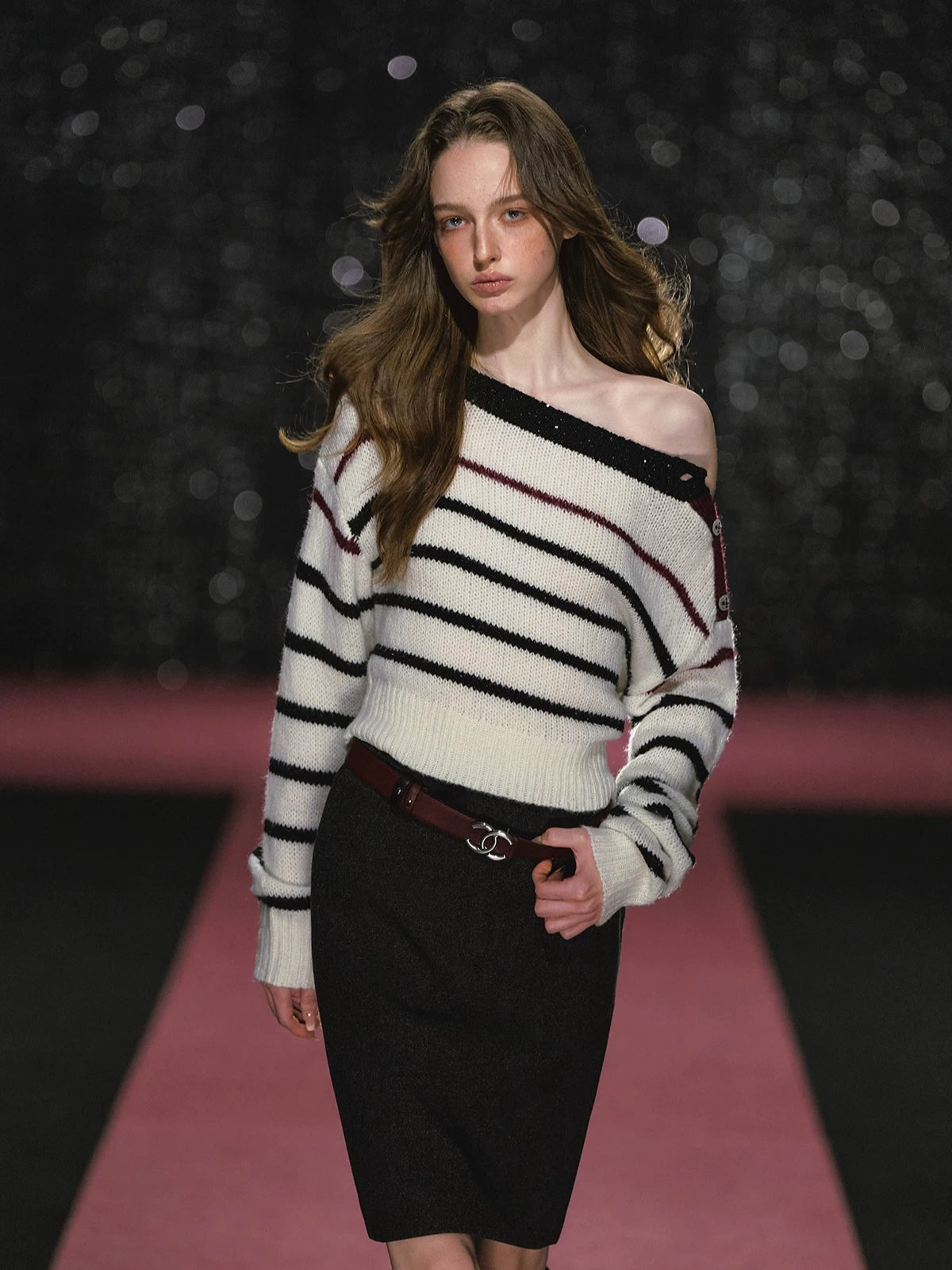 Slanted Stripe Knit Top
