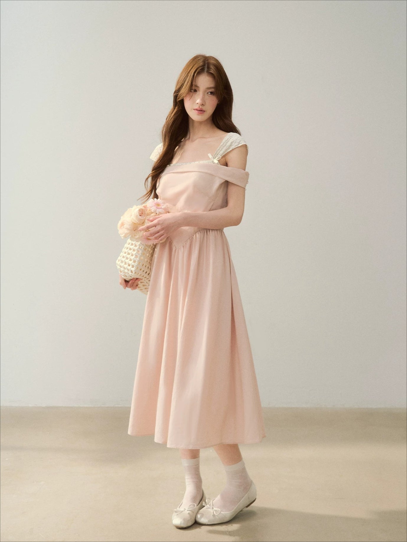 Pink Grid Drape Dress