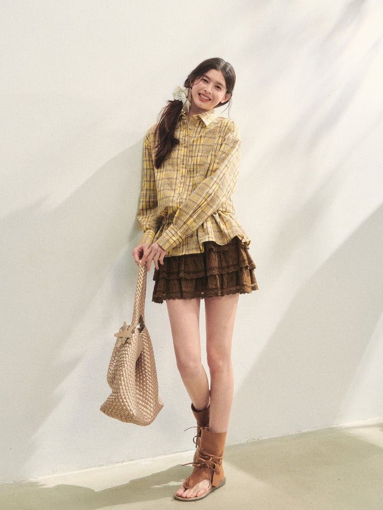 Multi-layer Ruffle Elastic Waist Tiered Skirt