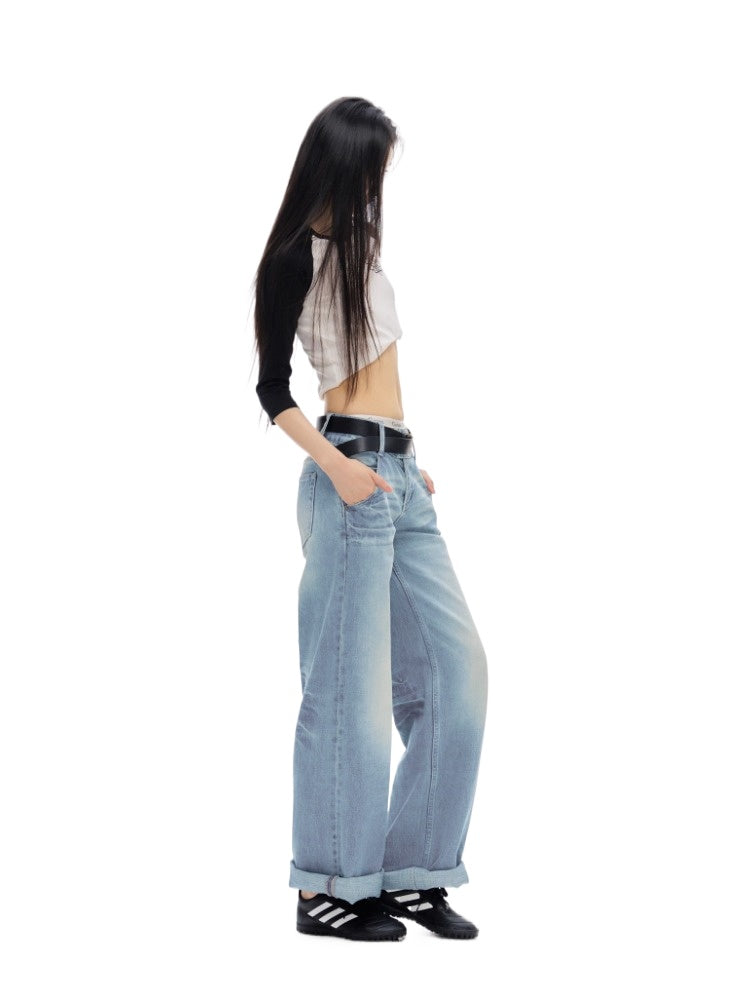 Dark Blue & White Flare Jeans