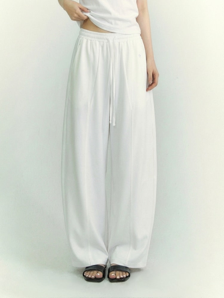 Drawstring Curved Wide Pants