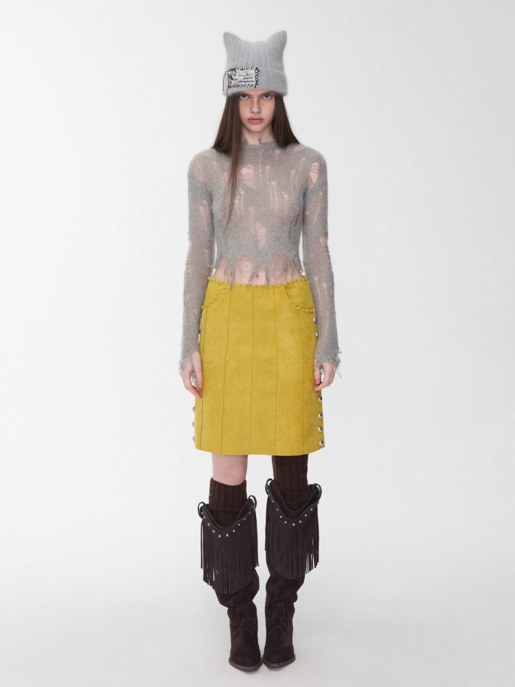 Mohair Distressed Cutout Sweater