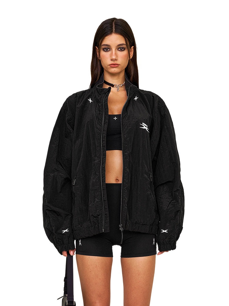 Silver & Black Loose Oversized Sports Jacket