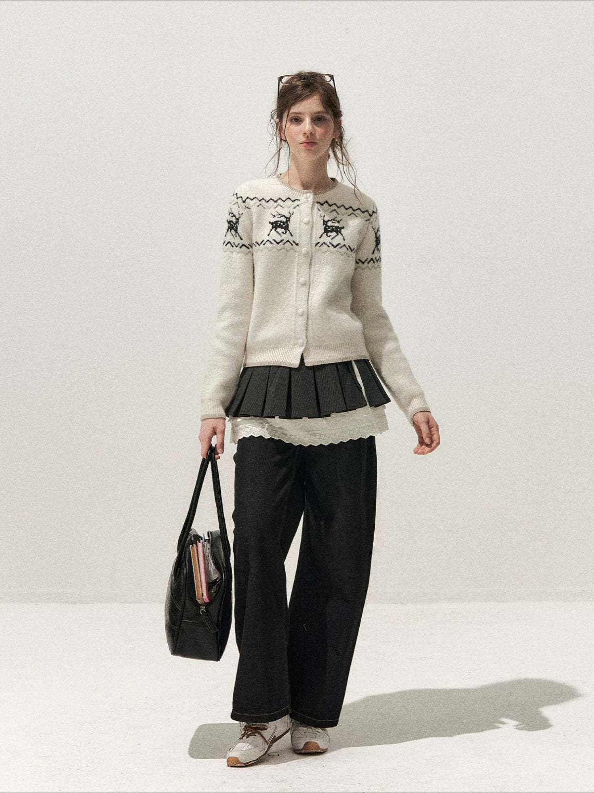 Deer Fair Isle Knit Cardigan