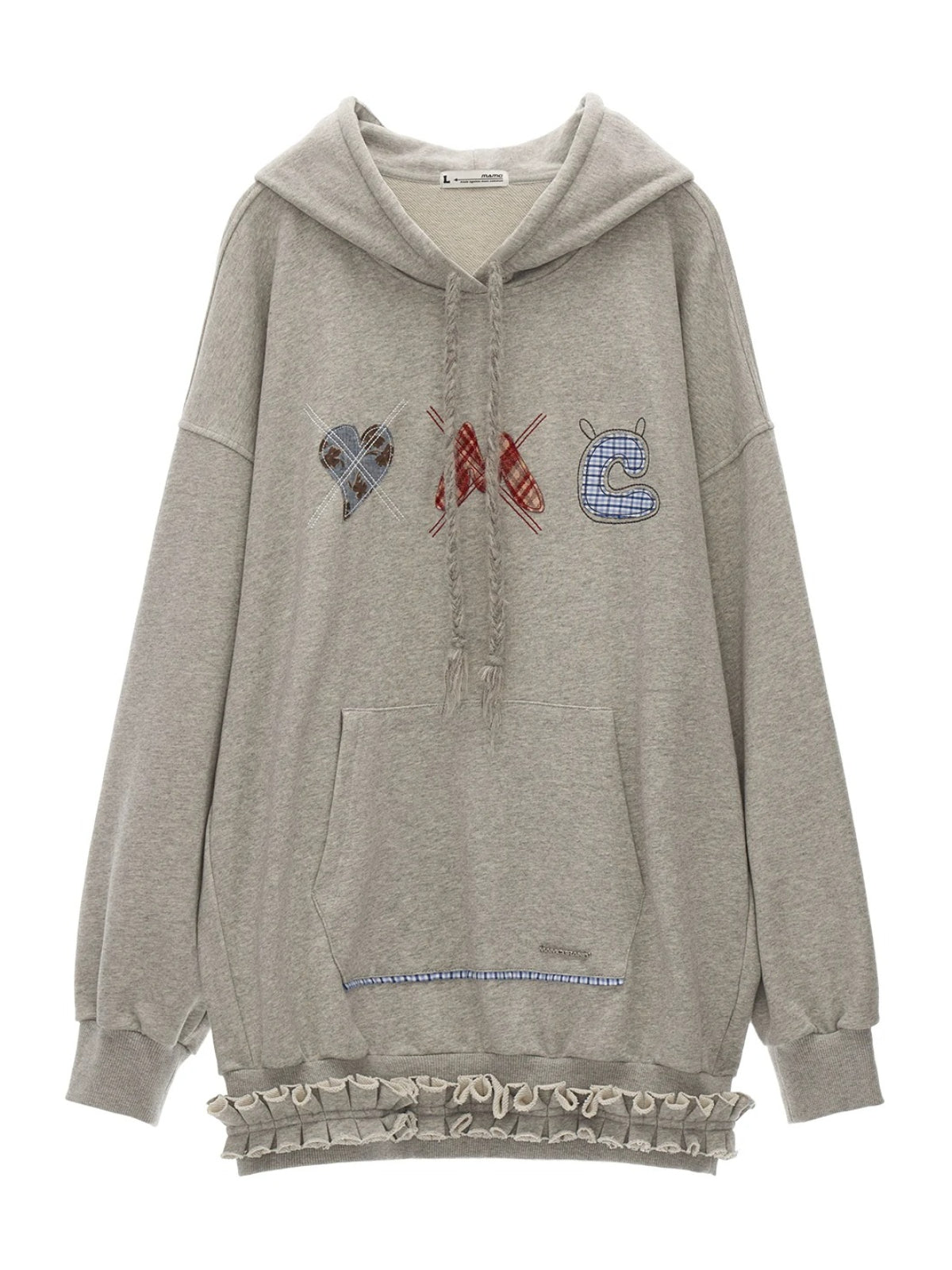 Plaid Embroidered Hooded Sweatshirt Dress