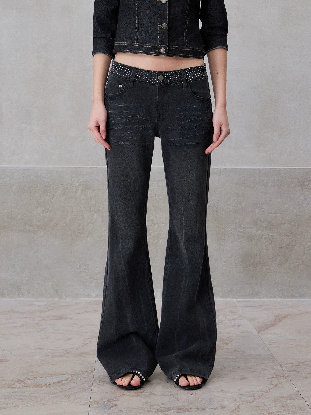 Asymmetric Denim Shirt Set