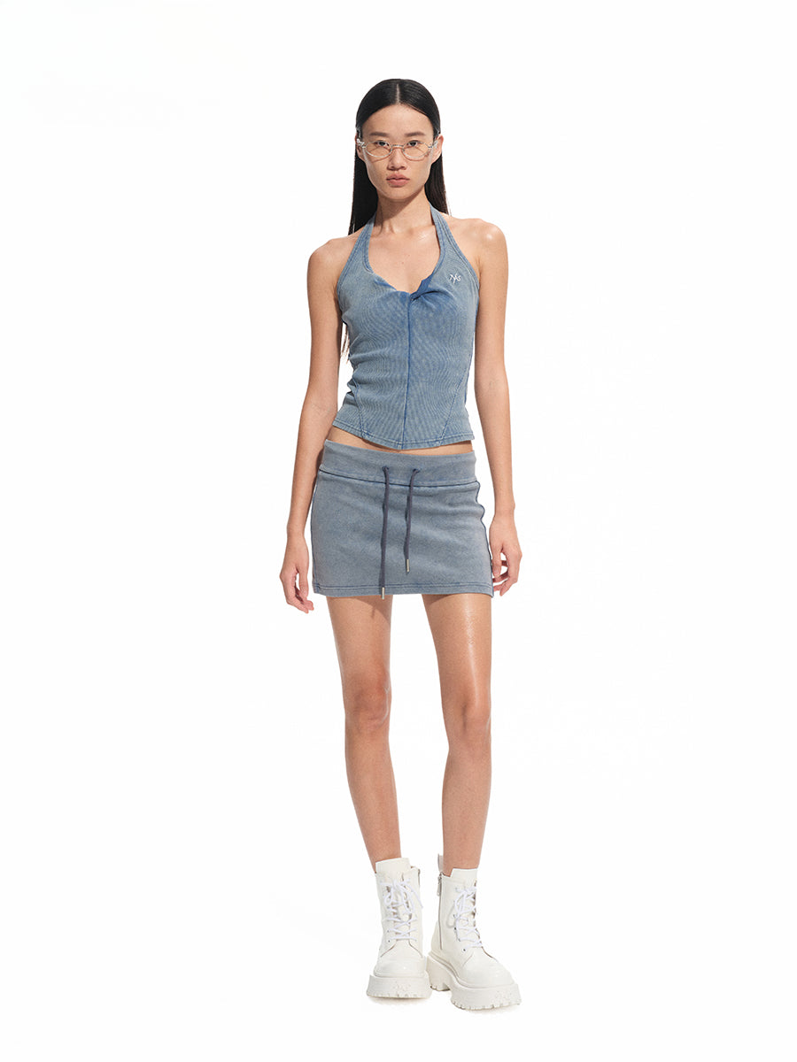 Denim-like Retro U-Neck Halter Camisole
