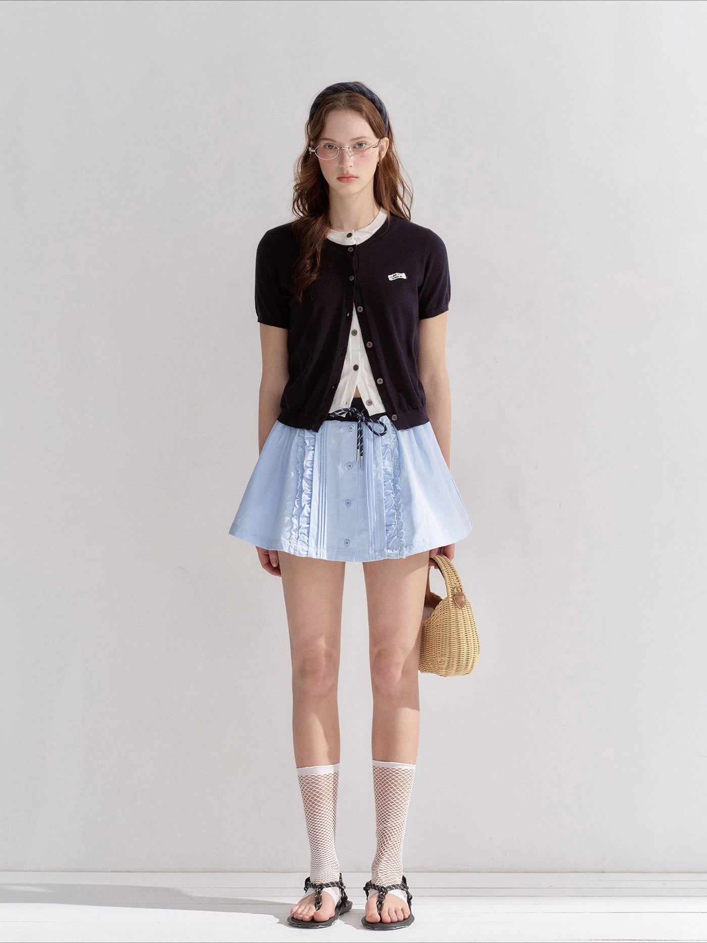 Ruffle Drawstring Mini Skirt