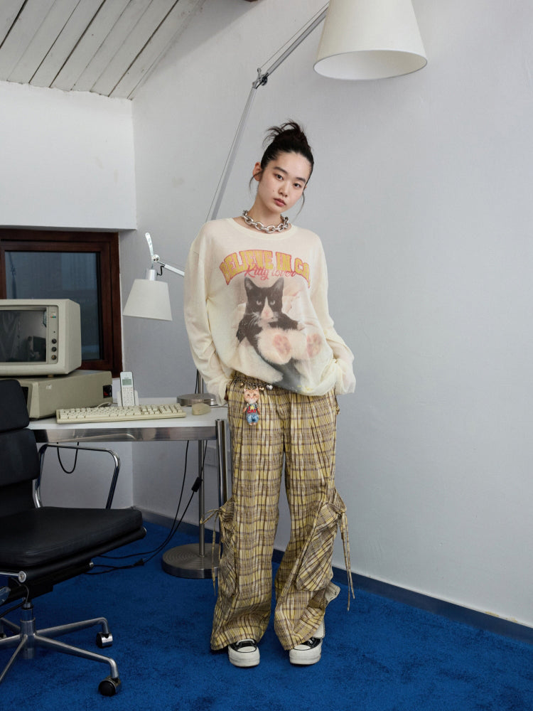 Plaid Hooded Shirt & Skirt & Pants Set
